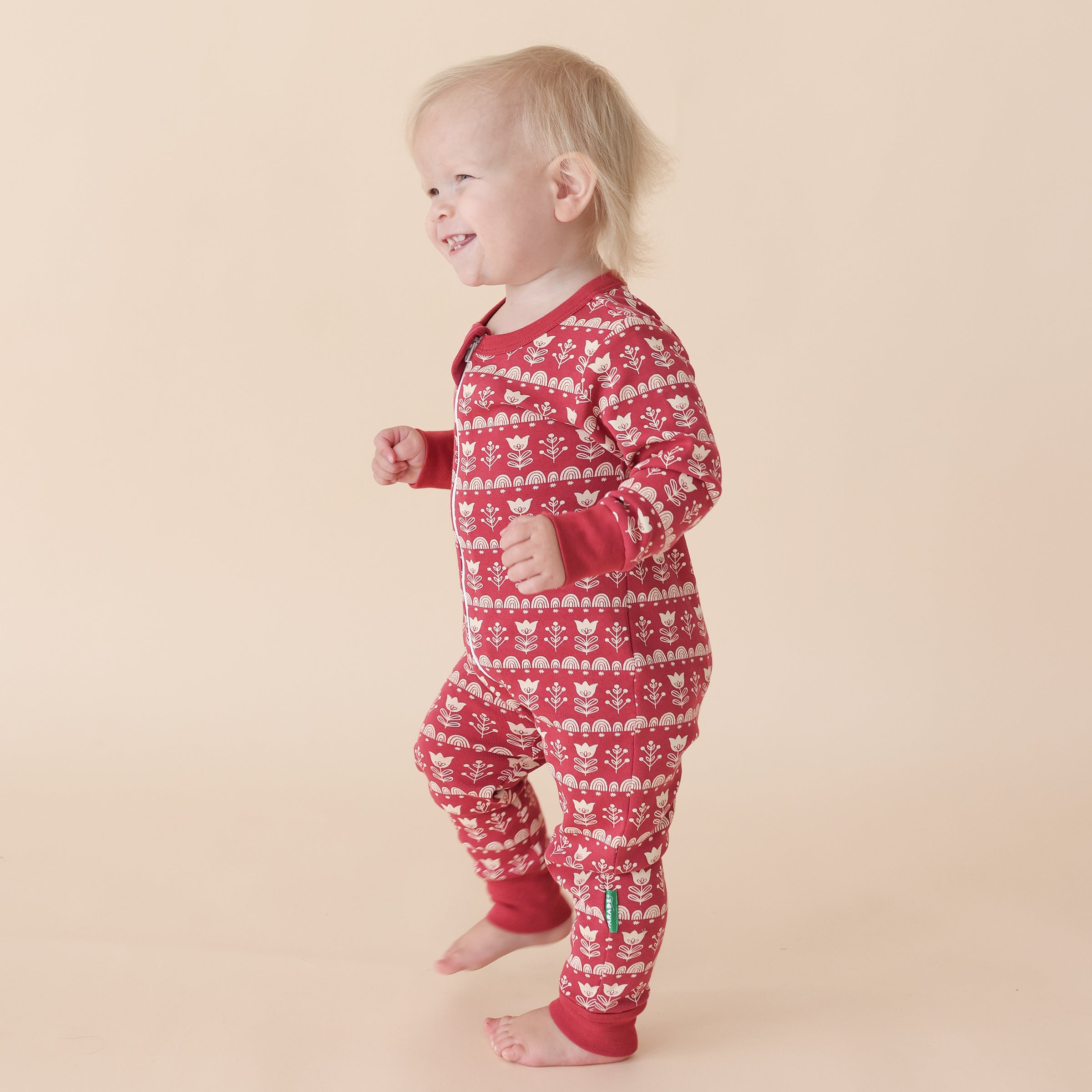 Organic Signature Print '2-Way' Zip Romper -  Holiday