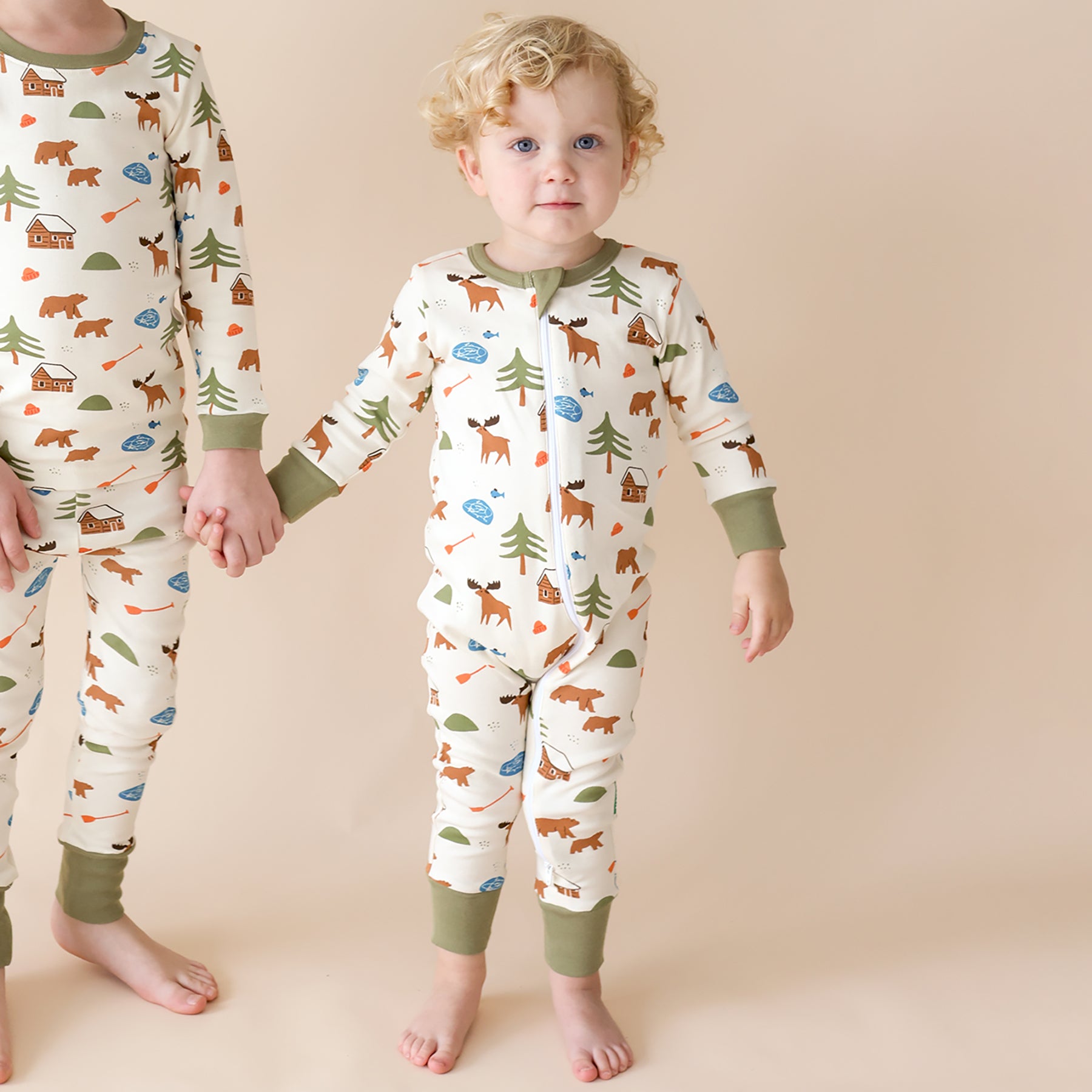 Organic Signature Print '2-Way' Zip Romper - Long Sleeve