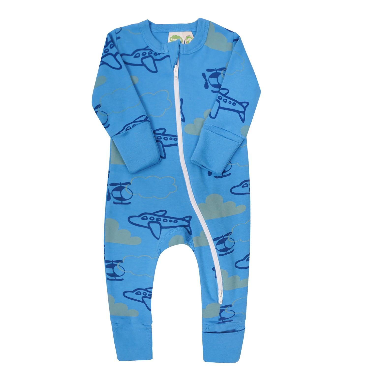 Organic Signature Print '2-Way' Zip Romper - Long Sleeve
