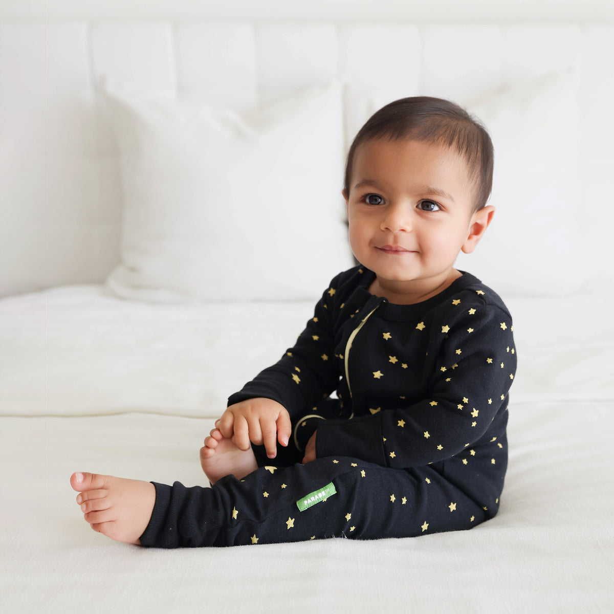 Organic Signature Print '2-Way' Zip Romper - Long Sleeve