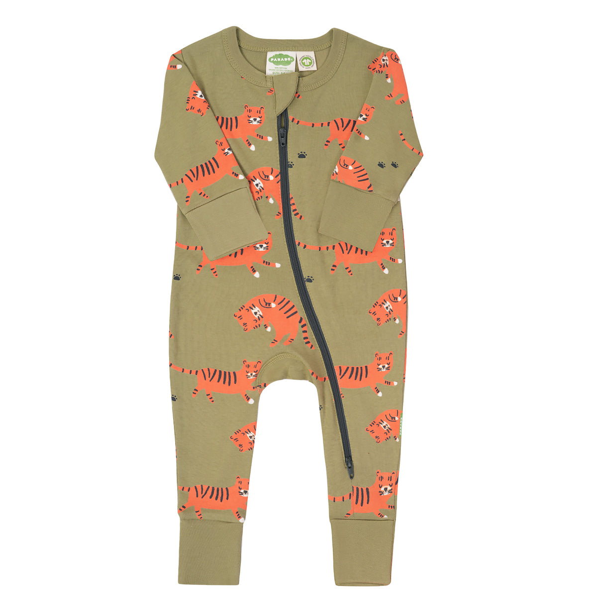 Organic Signature Print '2-Way' Zip Romper - Long Sleeve