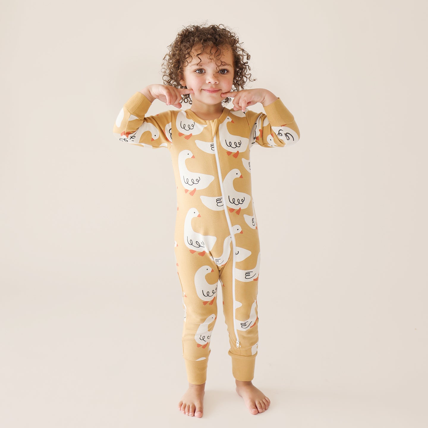 Organic Signature Print '2-Way' Zip Romper - Long Sleeve