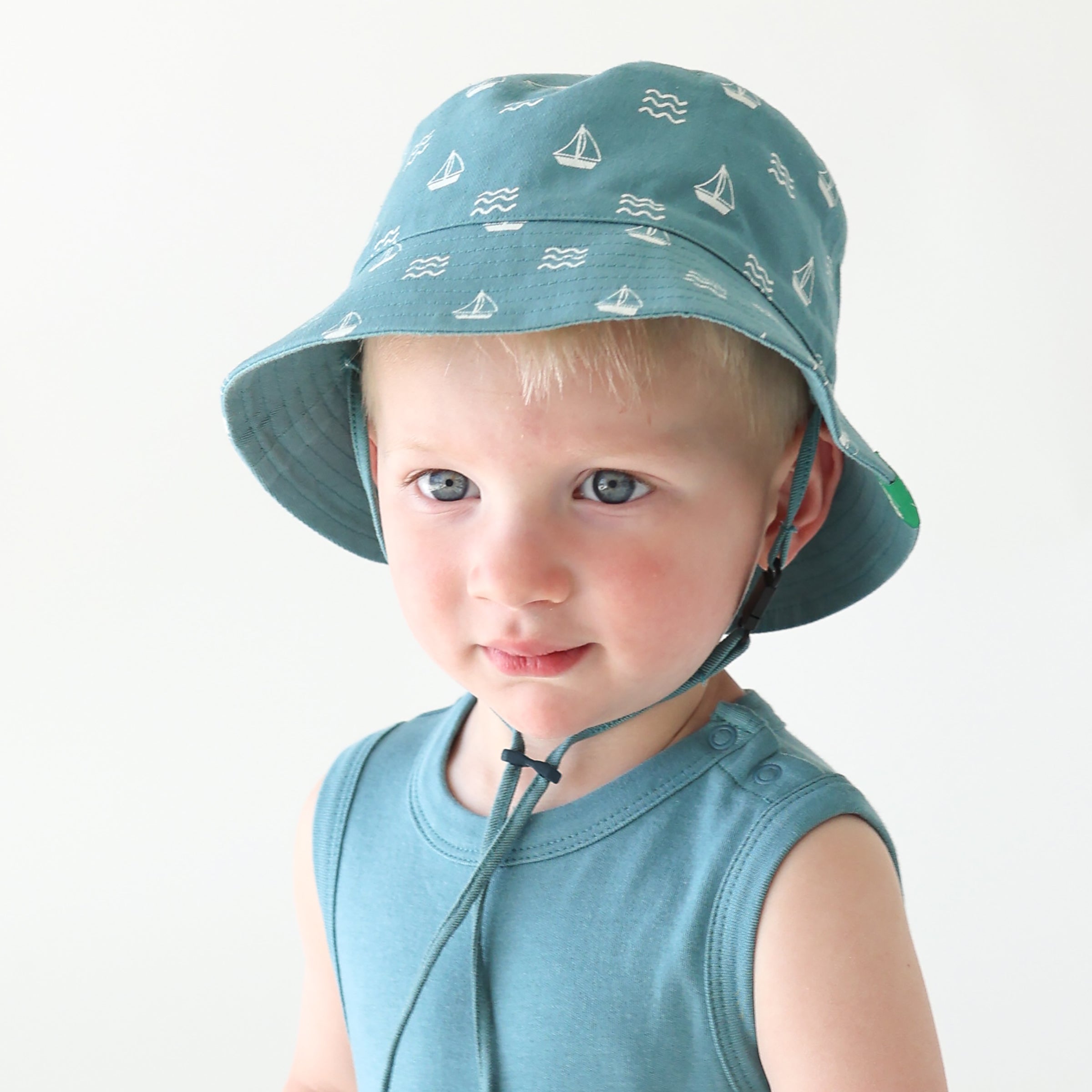 Accessories  Baby Boy Reversible Cotton Bucket Sun Hat With Strap