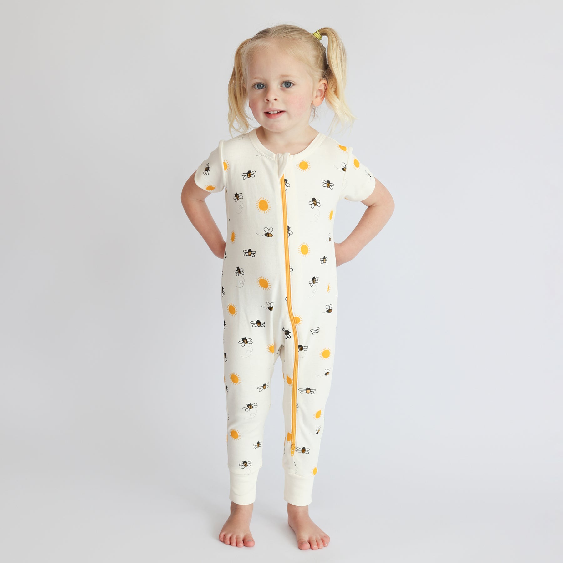 Organic Signature Print '2-Way' Zip Romper - Short Sleeve