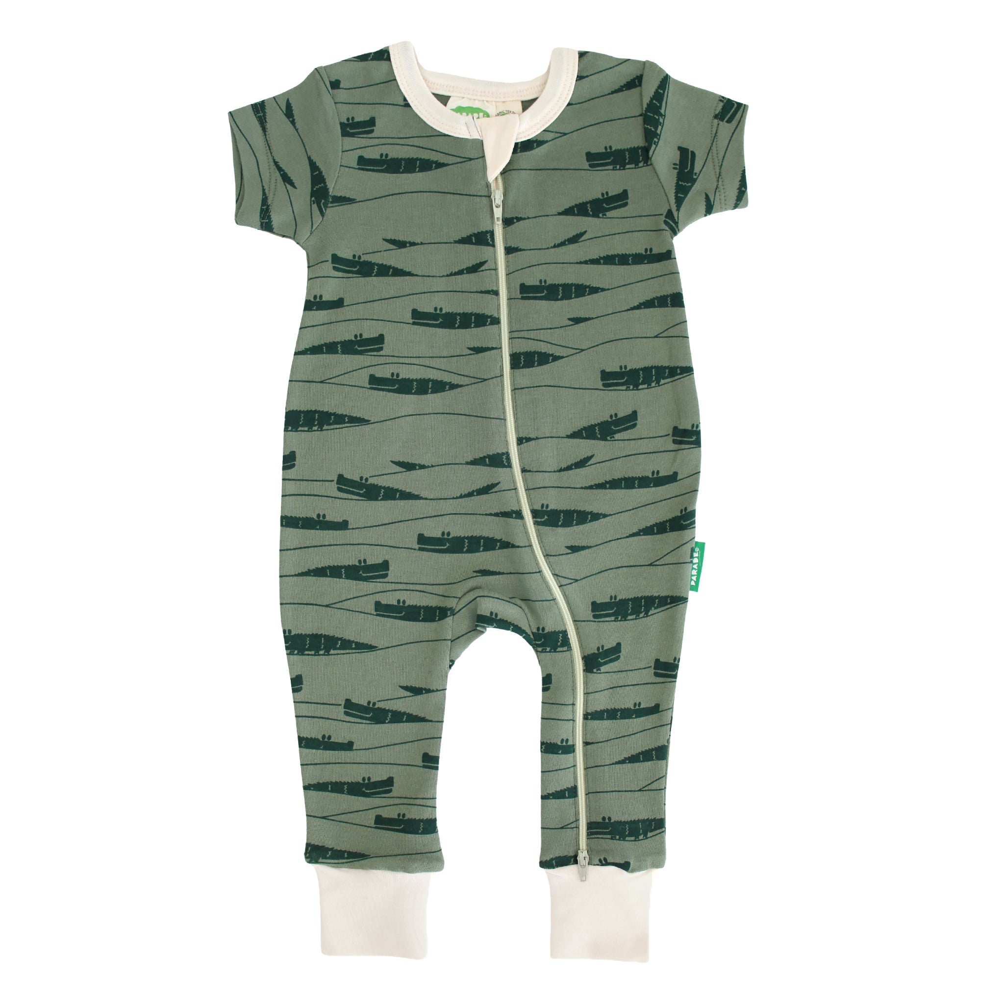 Organic Signature Print '2-Way' Zip Romper Short Sleeve