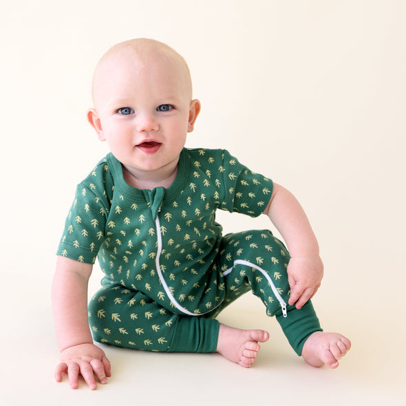 Signature Print '2-Way' Zip Romper Short Sleeve - Organic Baby Clothes, Kids Clothes, & Gifts | Parade Organics