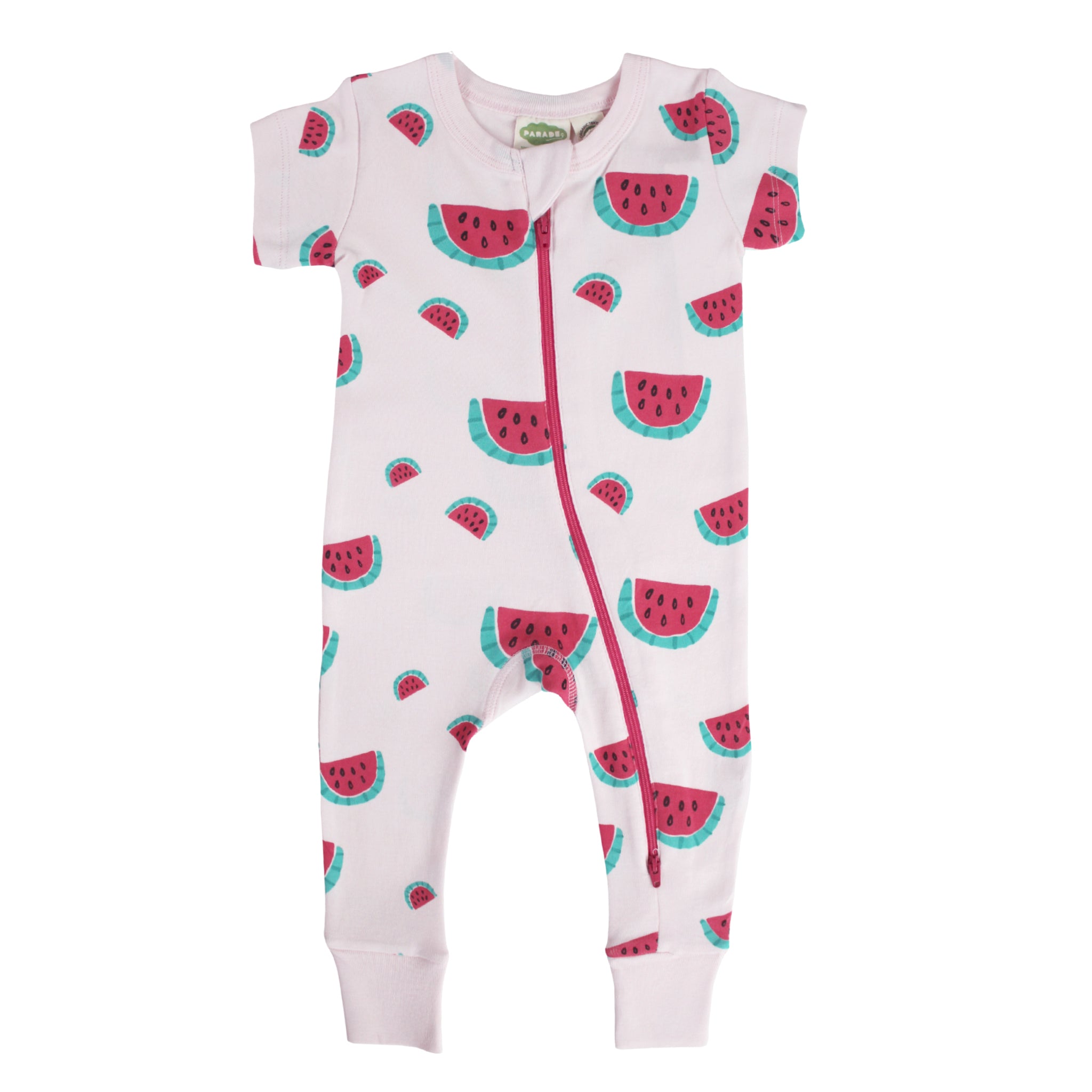 Organic Signature Print '2-Way' Zip Romper Short Sleeve