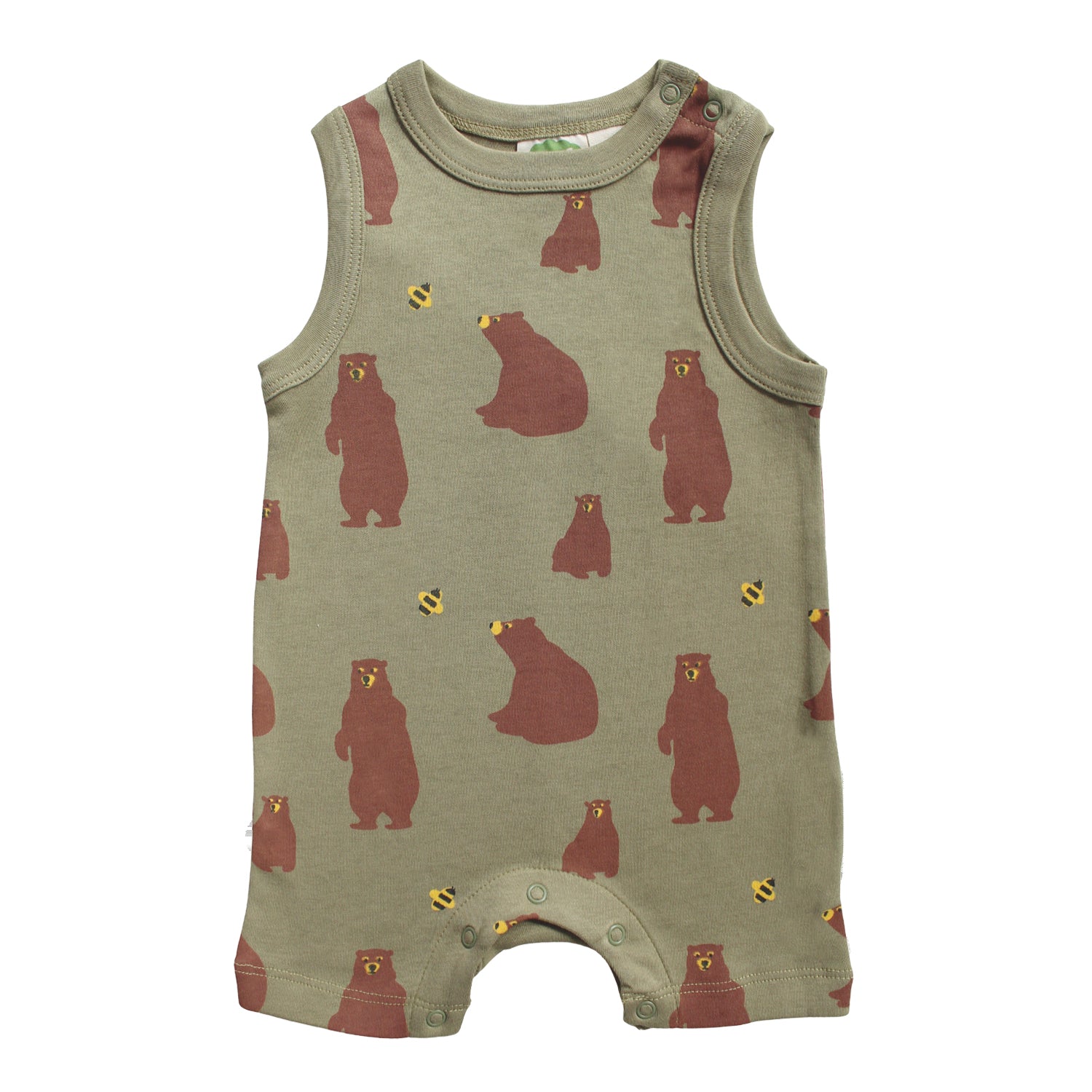 Organic Signature Print '2-Way' Zip Romper Short Sleeve – Parade