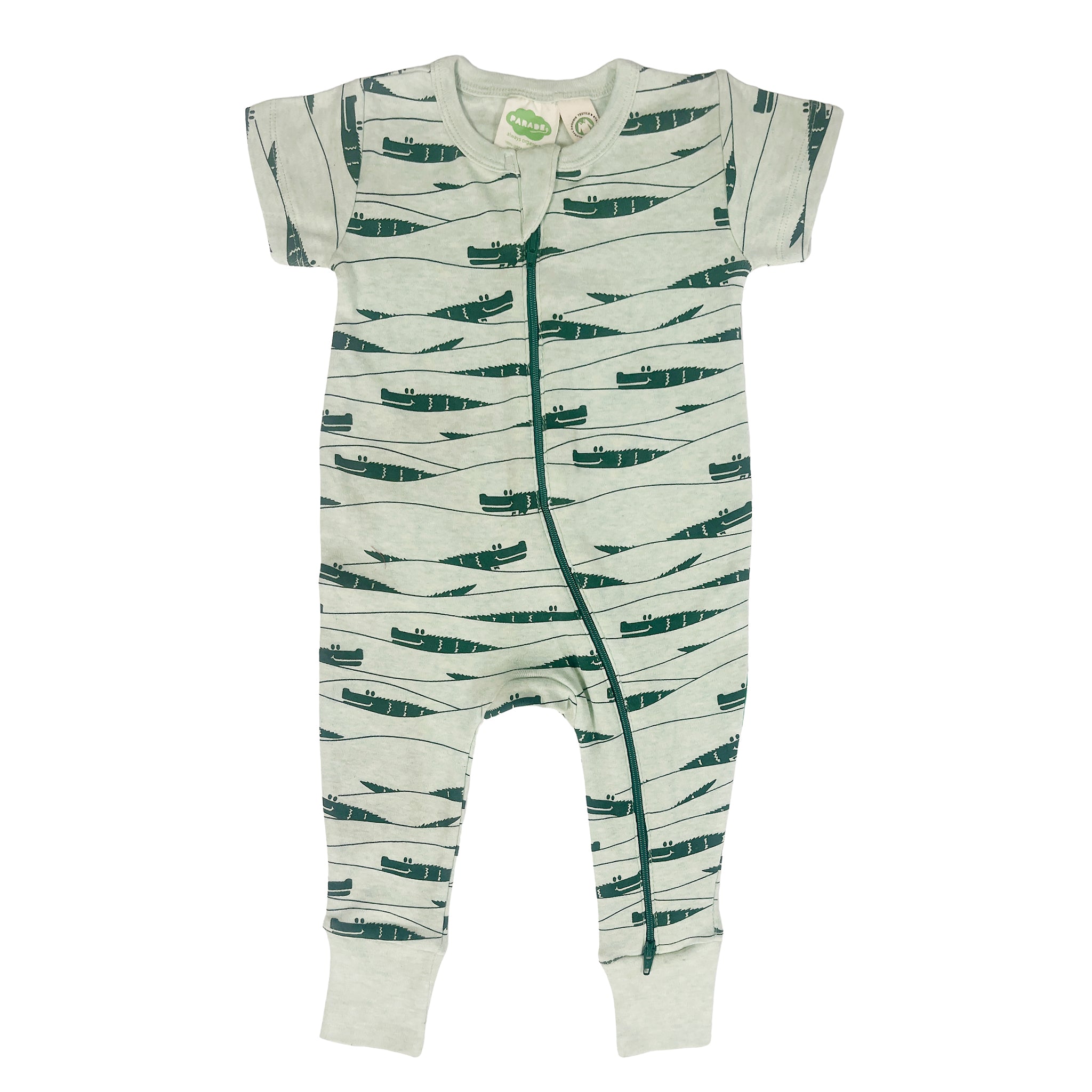 Organic Signature Print '2-Way' Zip Romper - Short Sleeve