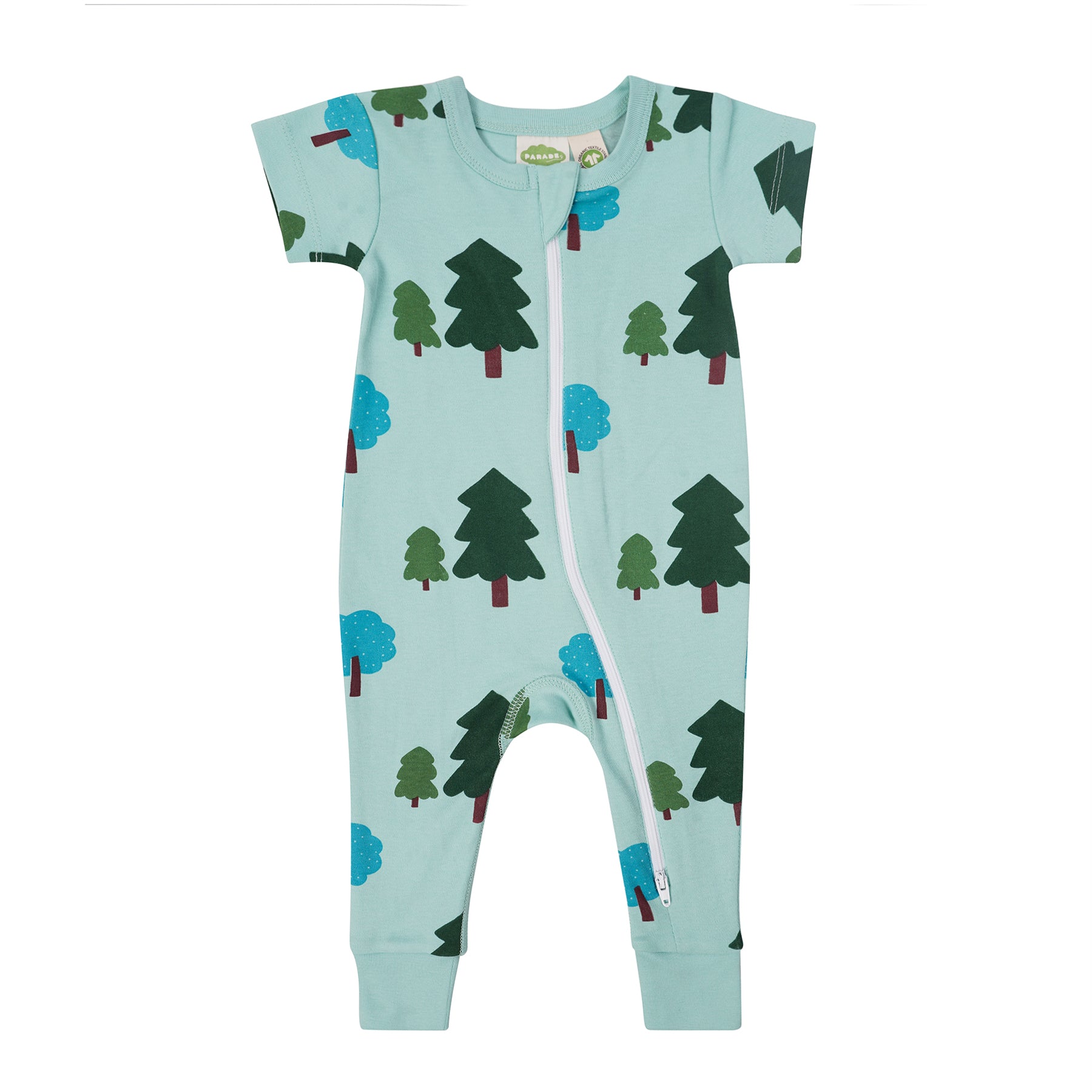 Organic Signature Print '2-Way' Zip Romper - Short Sleeve